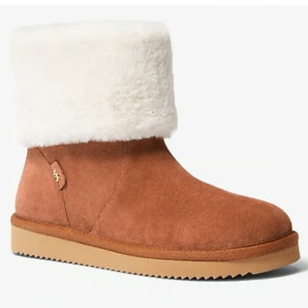 Michael Kors Julia Faux Fur Trim Suede Boot In Luggage Size 7M